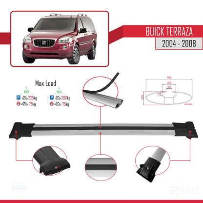 Compatible with Buick Terraza CXL 2004-2008 Fly Model Car Roof Rack Cross Bar Grey Aluminium 3 Bars