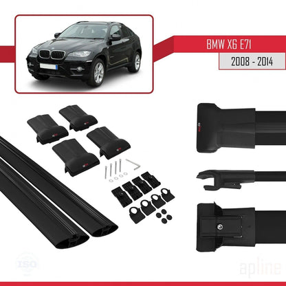 Compatible with BMW X6 (E71) 2008-2014 Fly Model Car Roof Rack Cross Bar Black Aluminium 2 Bars