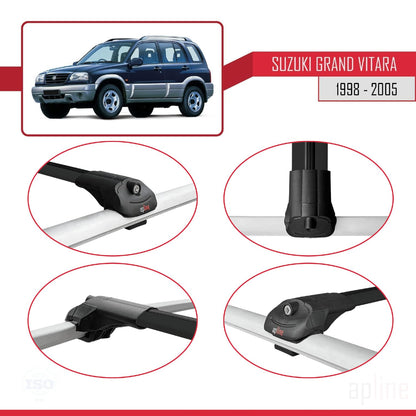 Compatible with Suzuki Grand Vitara (FT) 1998-2005 ACE-1 Car Roof Rack Cross Bar Black Aluminium 3 Bars