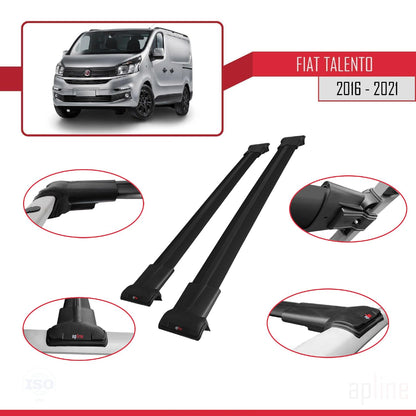 Compatible with Fiat Talento 2016-2021 Fly Model Car Roof Rack Cross Bar Black Aluminium 2 Bars