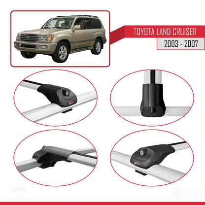 Compatible with Toyota Land Cruiser (J100) 2003-2007 ACE-1 Car Roof Rack Cross Bar Grey Aluminium 2 Bars