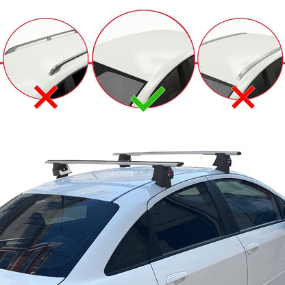 Compatible with Fiat Linea (323) 2007-2016 ACE-4 Car Roof Rack Cross Bar Grey Aluminium 2 Bars
