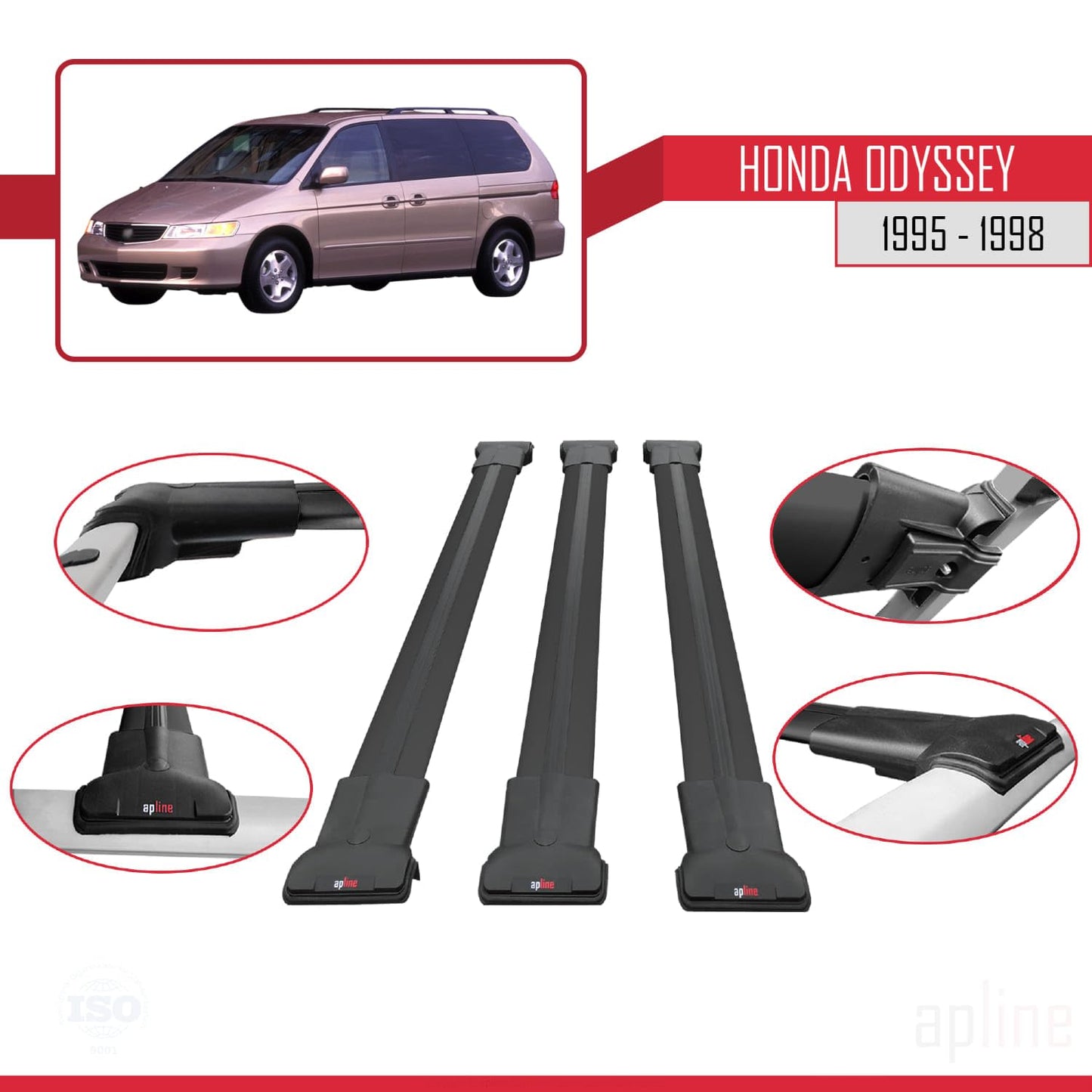 Compatible with Acura TSX Sport Wagon 2011-2014 Fly Model Car Roof Rack Cross Bar Black Aluminium 3 Bars