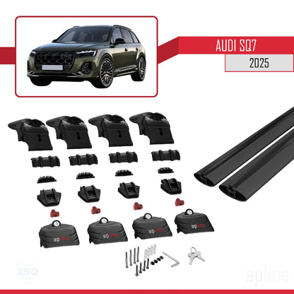 Compatible with Audi SQ7 2024-2025 ACE-2 Car Roof Rack Cross Bar Black Aluminium 2 Bars