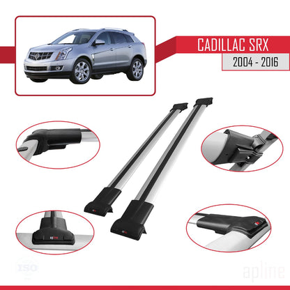 Compatible with Cadillac SRX 2004-2016 Fly Model Car Roof Rack Cross Bar Grey Aluminium 2 Bars