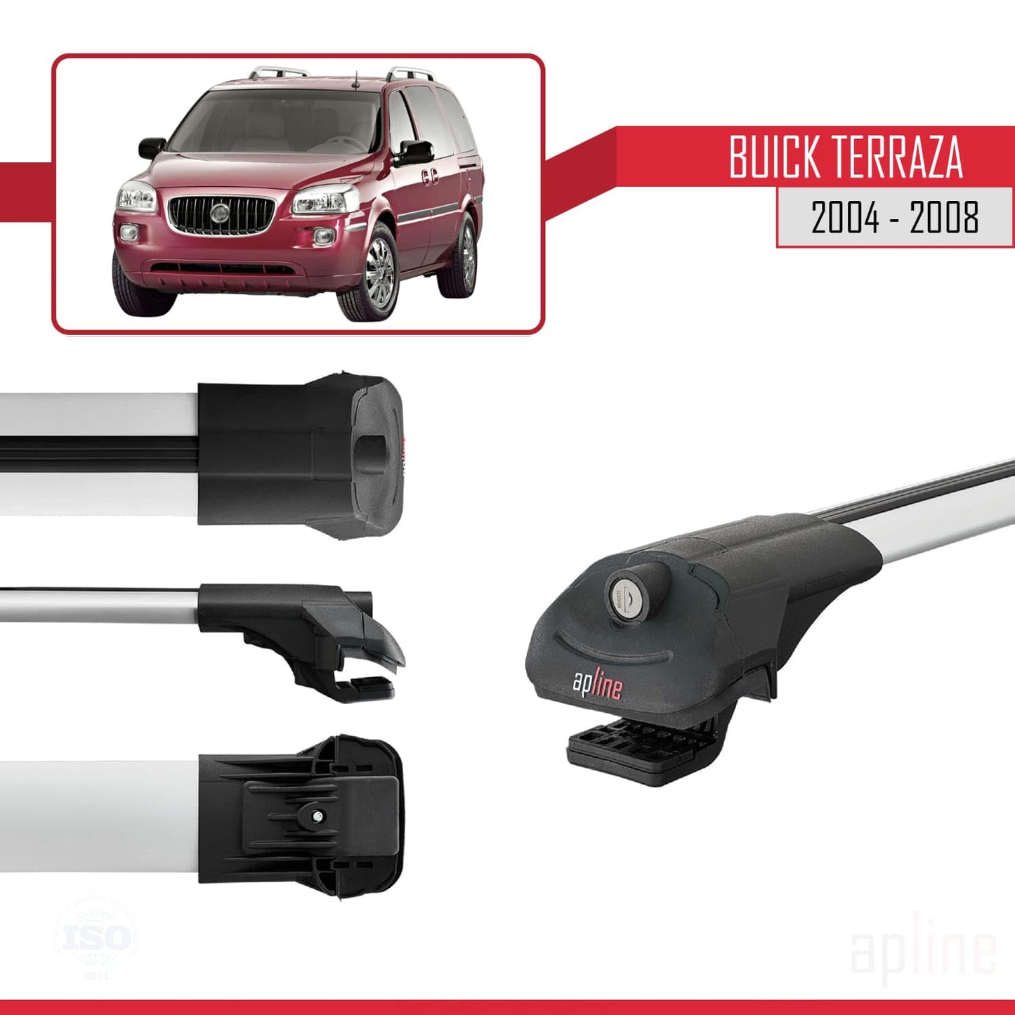 Compatible with Buick Terraza CXL 2004-2008 ACE-1 Car Roof Rack Cross Bar Grey Aluminium 2 Bars
