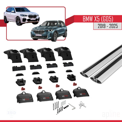 Compatible with BMW X5 (G05) 2019-2025 ACE-2 Car Roof Rack Cross Bar Grey Aluminium 2 Bars