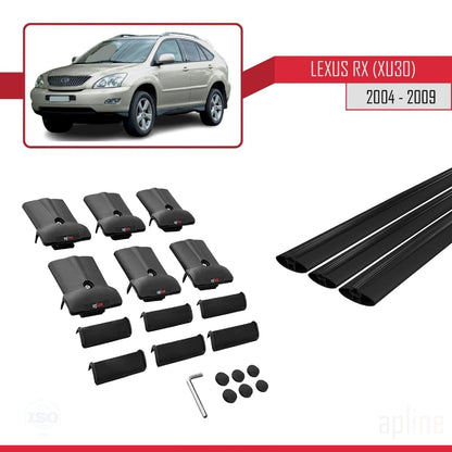 Compatible with Lexus RX 2 (XU30) 2004-2009 Fly Model Car Roof Rack Cross Bar Black Aluminium 3 Bars