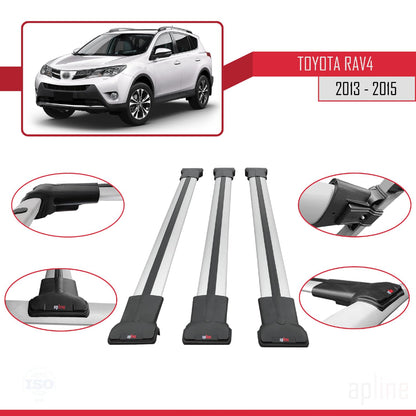 Compatible with Toyota RAV4 IV (XA40) Pre-Facelift 2013-2015 Fly Model Car Roof Rack Cross Bar Grey Aluminium 3 Bars