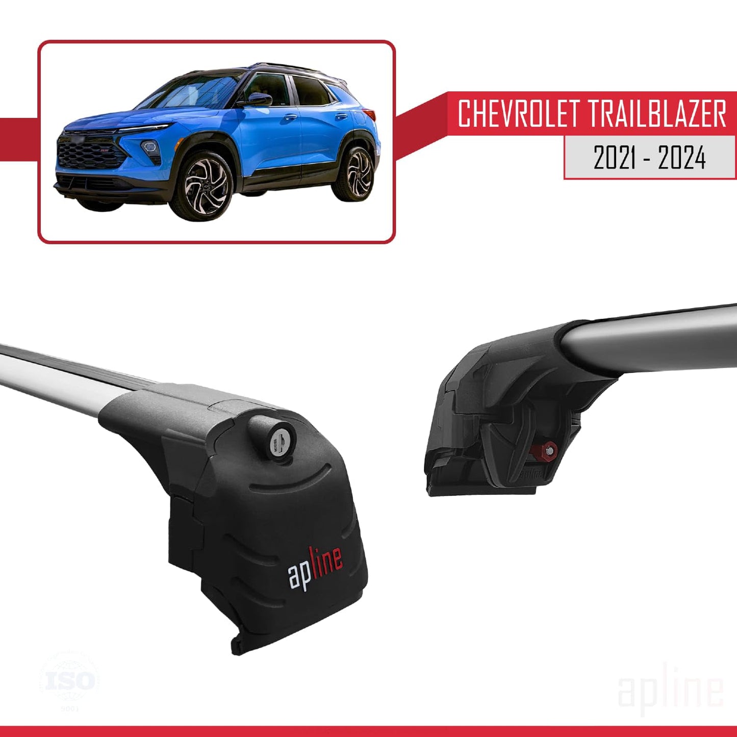 Compatible with Chevrolet Trailblazer 2021-2024 ACE-2 Car Roof Rack Cross Bar Grey Aluminium 2 Bars