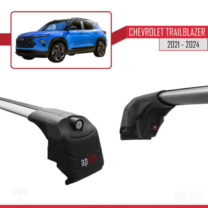 Compatible with Chevrolet Trailblazer 2021-2024 ACE-2 Car Roof Rack Cross Bar Grey Aluminium 2 Bars