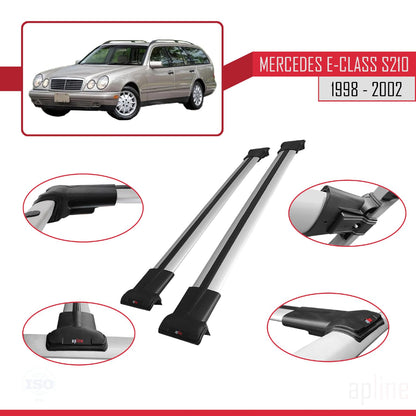 Compatible with Mercedes E Class S210 Wagon 1998-2002 Fly Model Car Roof Rack Cross Bar Grey Aluminium 2 Bars