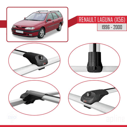 Compatible with Renault Laguna (X56) 1996-200 ACE-1 Car Roof Rack Cross Bar Grey Aluminium 3 Bars