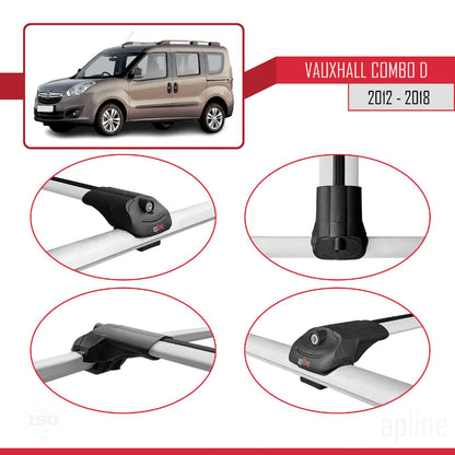 Compatible with Vauxhall Combo D 2012-2018 ACE-1 Car Roof Rack Cross Bar Grey Aluminium 3 Bars