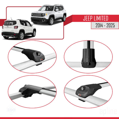 Compatible with Jeep Limited 2014-2025 ACE-1 Car Roof Rack Cross Bar Grey Aluminium 3 Bars