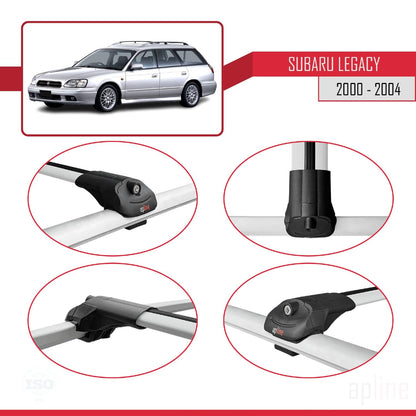 Compatible with Subaru Legacy 3 (BE) 2000-2004 ACE-1 Car Roof Rack Cross Bar Grey Aluminium 3 Bars