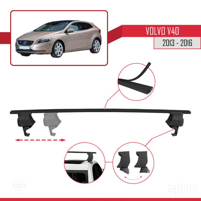 Compatible with Volvo V40 Pre-Facelift 2013-2016 ACE-4 Car Roof Rack Cross Bar Black Aluminium 2 Bars