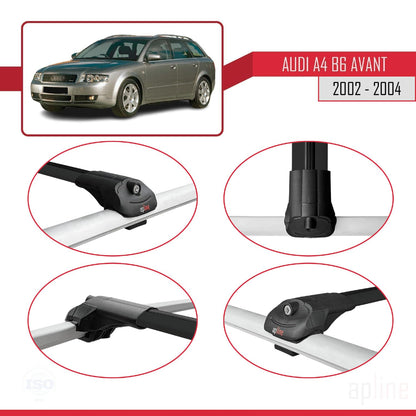 Compatible with Audi A4 (B6) Avant 2002-2004 ACE-1 Car Roof Rack Cross Bar Black Aluminium 3 Bars