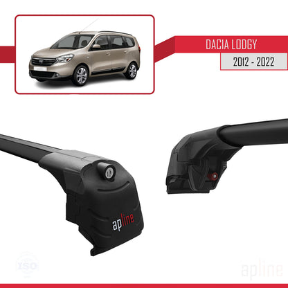 Compatible with Dacia Lodgy (J92) 2012-2022 ACE-2 Car Roof Rack Cross Bar Black Aluminium 2 Bars