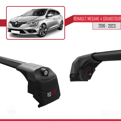 Compatible with Renault Megane 4 (KFB) Grandtour 2016-2023 ACE-2 Car Roof Rack Cross Bar Black Aluminium 2 Bars