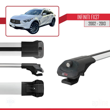 Compatible with Infiniti FX37 2002-2013 ACE-1 Car Roof Rack Cross Bar Grey Aluminium 3 Bars