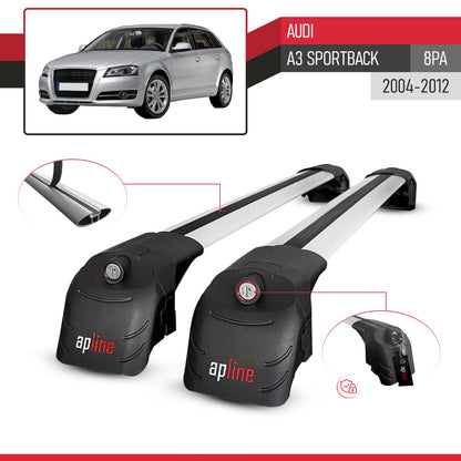 Compatible with Audi A3 (8PA) Sportback 2004-2012 ACE-2 Car Roof Rack Cross Bar Grey Aluminium 2 Bars