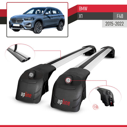 Compatible with BMW X1 (F48) 2015-2022 ACE-2 Model Car Roof Rack Cross Bar Gray Aluminium 2 Bars