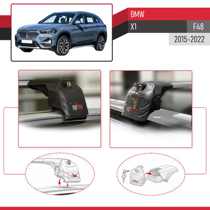 Compatible with BMW X1 (F48) 2015-2022 ACE-2 Model Car Roof Rack Cross Bar Gray Aluminium 2 Bars