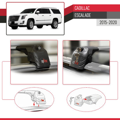 Compatible with Cadillac Escalade 2015-2020 ACE-2 Car Roof Rack Cross Bar Grey Aluminium 2 Bars