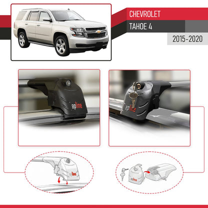 Compatible with Chevrolet Tahoe 4 2015-2020 ACE-2 Model Car Roof Rack Cross Bar Gray Aluminium 2 Bars