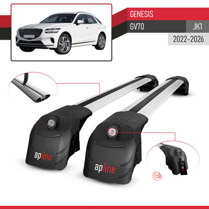 Compatible with Genesis GV70 (JK1) 2022-2026 ACE-2 Model Car Roof Rack Cross Bar Gray Aluminium 2 Bars