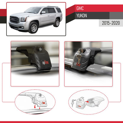 Compatible with GMC Yukon 2015-2020 ACE-2 Model Car Roof Rack Cross Bar Gray Aluminium 2 Bars