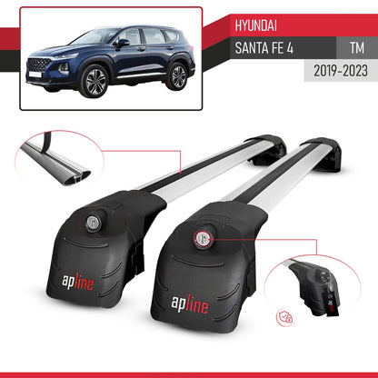 Compatible with Hyundai Santa Fe 4 (TM) 2019-2023 ACE-2 Model Car Roof Rack Cross Bar Gray Aluminium 2 Bars