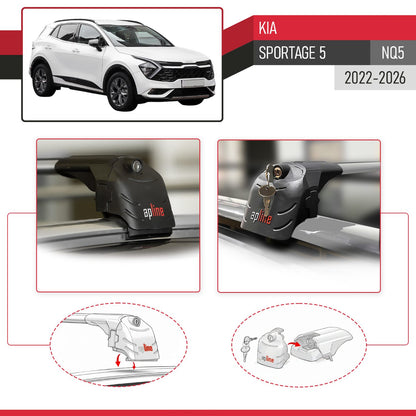 Compatible with Kia Sportage 5 (NQ5) 2022-2026 (No-Sunroof) ACE-2 Model Car Roof Rack Cross Bar Gray Aluminium 2 Bars