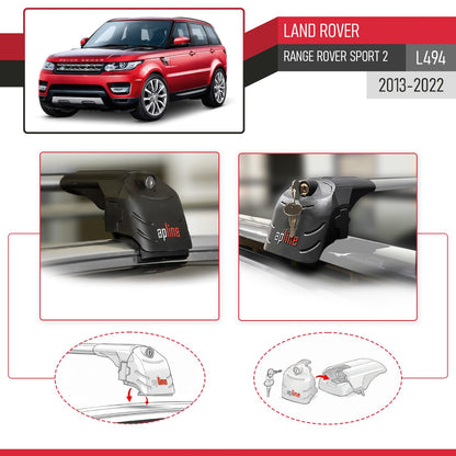Compatible with Land Rover Range Rover Sport 2 (L494) 2013-2022 ACE-2 Model Car Roof Rack Cross Bar Gray Aluminium 2 Bars
