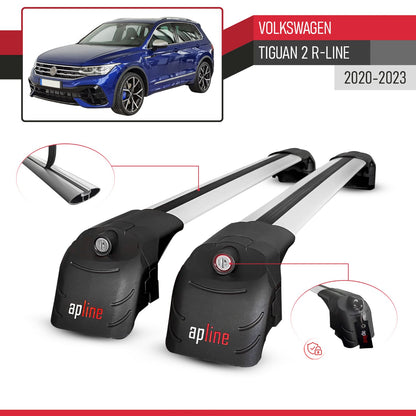 Compatible with Volkswagen Tiguan 2 R-Line Post-Facelift 2020-2023 ACE-2 Model Car Roof Rack Cross Bar Gray Aluminium 2 Bars