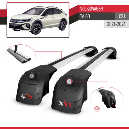 Compatible with Volkswagen Taigo (CS1) 2021-2026 ACE-2 Model Car Roof Rack Cross Bar Gray Aluminium 2 Bars