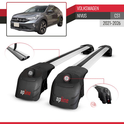 Compatible with Volkswagen Nivus (CS1) 2021-2026 ACE-2 Model Car Roof Rack Cross Bar Gray Aluminium 2 Bars