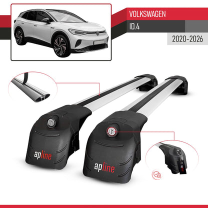 Compatible with Volkswagen ID.4 2020-2026 ACE-2 Model Car Roof Rack Cross Bar Gray Aluminium 2 Bars