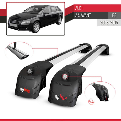 Compatible with Audi A4 (B8) Avant 2008-2015 ACE-2 Model Car Roof Rack Cross Bar Gray Aluminium 2 Bars