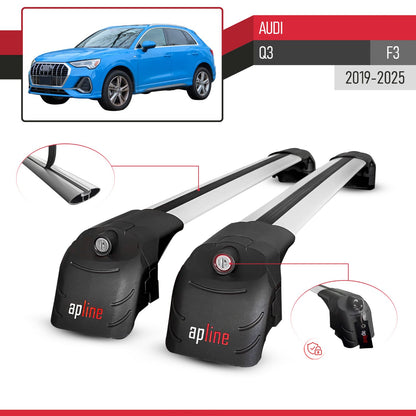Compatible with Audi Q3 (F3) 2019-2025 ACE-2 Car Roof Rack Cross Bar Grey Aluminium 2 Bars