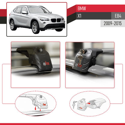 Compatible with BMW X1 (E84) 2009-2015 ACE-2 Model Car Roof Rack Cross Bar Gray Aluminium 2 Bars