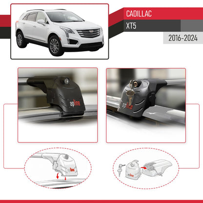 Compatible with Cadillac XT5 2016-2024 ACE-2 Model Car Roof Rack Cross Bar Gray Aluminium 2 Bars
