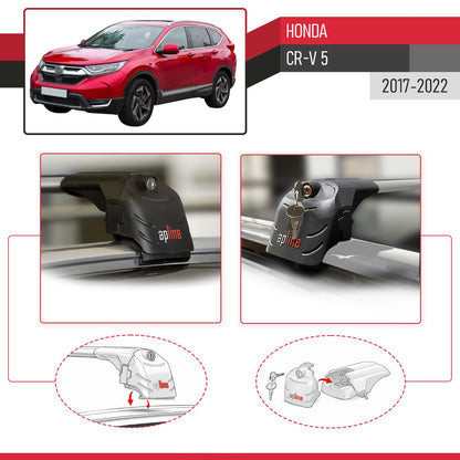 Compatible with Honda CR-V 5 2017-2022 ACE-2 Model Car Roof Rack Cross Bar Gray Aluminium 2 Bars