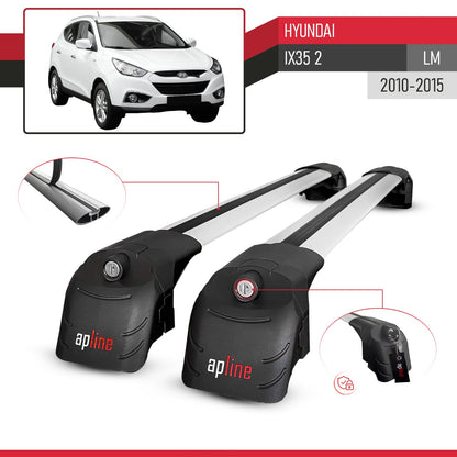Compatible with Hyundai ix35 2 (LM) 2010-2015 ACE-2 Model Car Roof Rack Cross Bar Gray Aluminium 2 Bars