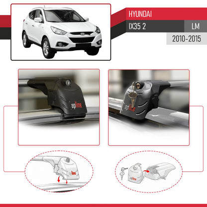 Compatible with Hyundai ix35 2 (LM) 2010-2015 ACE-2 Model Car Roof Rack Cross Bar Gray Aluminium 2 Bars