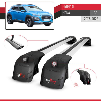 Compatible with Hyundai Kona (OS) 2017-2023 ACE-2 Model Car Roof Rack Cross Bar Gray Aluminium 2 Bars