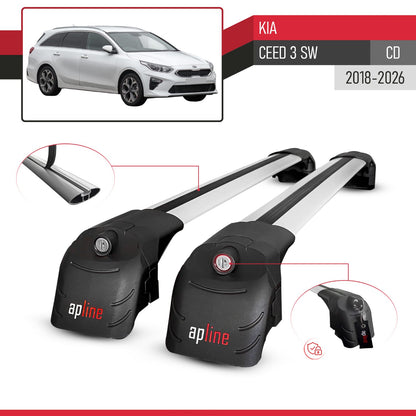 Compatible with Kia Ceed 3 (CD) SW 2018-2026 ACE-2 Model Car Roof Rack Cross Bar Gray Aluminium 2 Bars