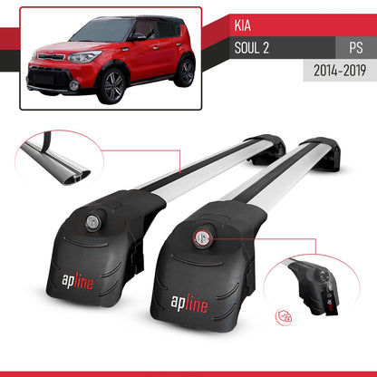 Compatible with Kia Soul 2 (PS) 2014-2019 ACE-2 Model Car Roof Rack Cross Bar Gray Aluminium 2 Bars