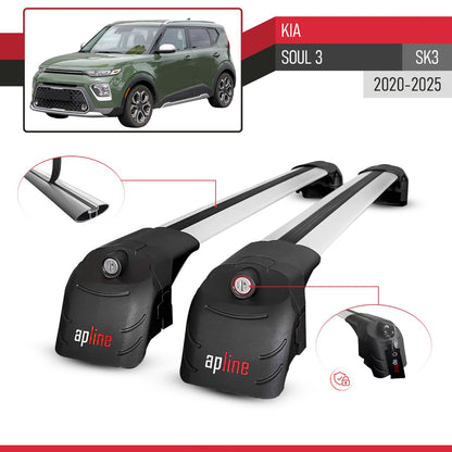 Compatible with Kia Soul 3 (SK3) 2020-2025 ACE-2 Model Car Roof Rack Cross Bar Gray Aluminium 2 Bars